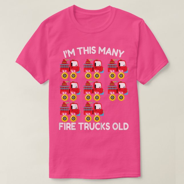 Camiseta Kids Fire Truck Firefighter Monster Truck 8th Birt (Frente do Design)