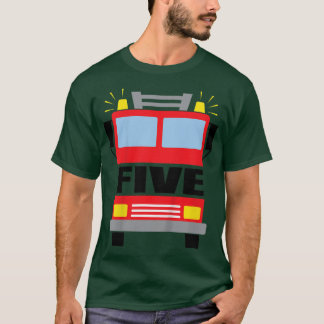 Camiseta Kids FIVE (5) year old 5th Birthday Fire Truck the