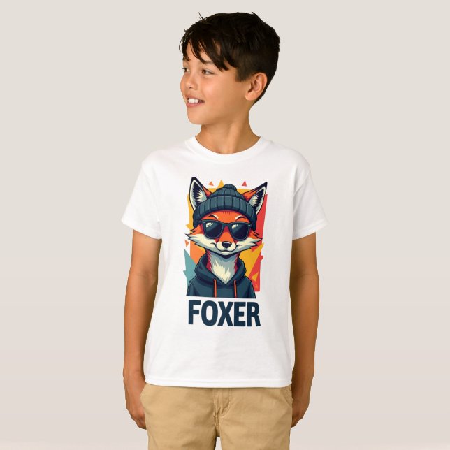 Camiseta Kids Foxer T-Shirt - Design de Raposa Divertida e  (Frente Completa)