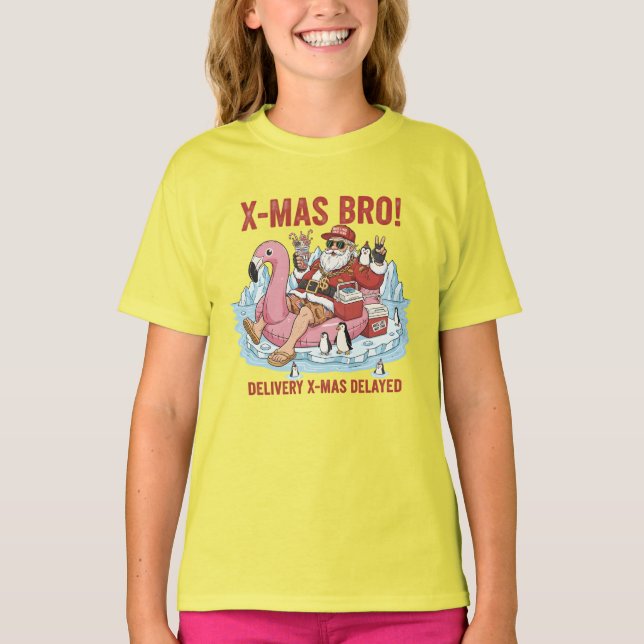 Camiseta Kids Funny X-Mas Bro Delivery Delayed Christmas Te (Frente)