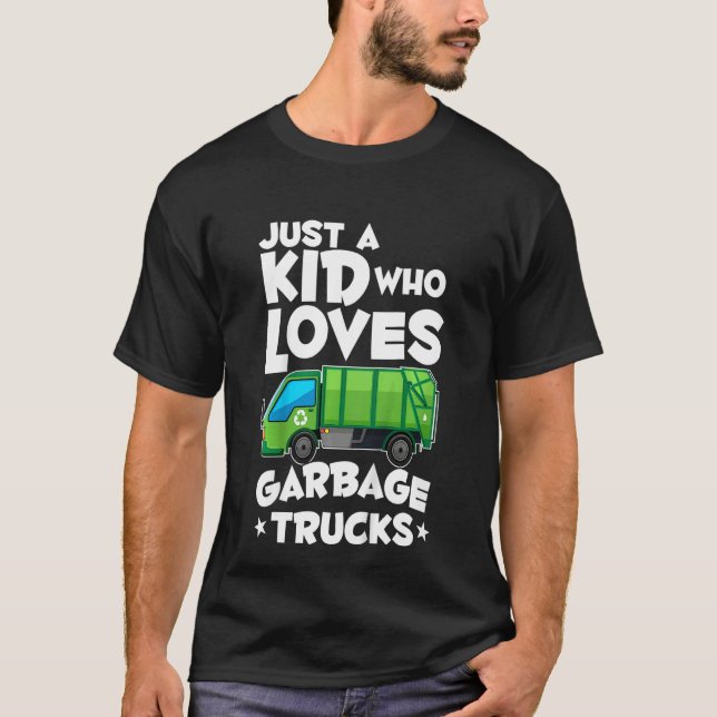 Camiseta Kids Garbage Day Boys Just A Kid Who Loves Garbage (Frente)