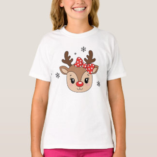 Camiseta Kids Girl Cute Reindeer Personalized T-Shirt