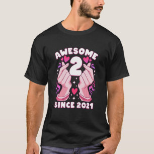 Camiseta Kids Girl segundo aniversário, nascer 2021, coraçã