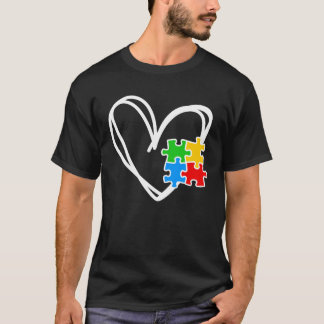 Camiseta Kids Girls Heart Autism Awareness Puzzle AutismTod