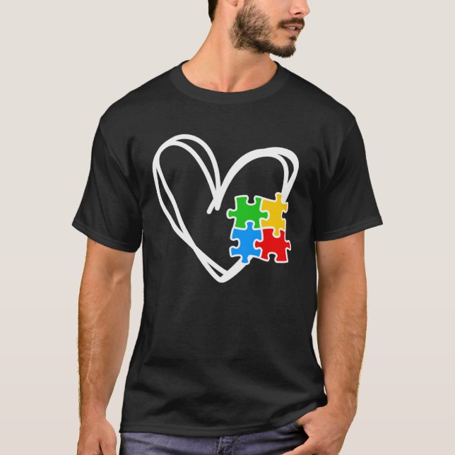 Camiseta Kids Girls Heart Autism Awareness Puzzle AutismTod (Frente)