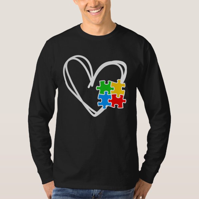 Camiseta Kids Girls Heart Autism Awareness Puzzle AutismTod (Frente)