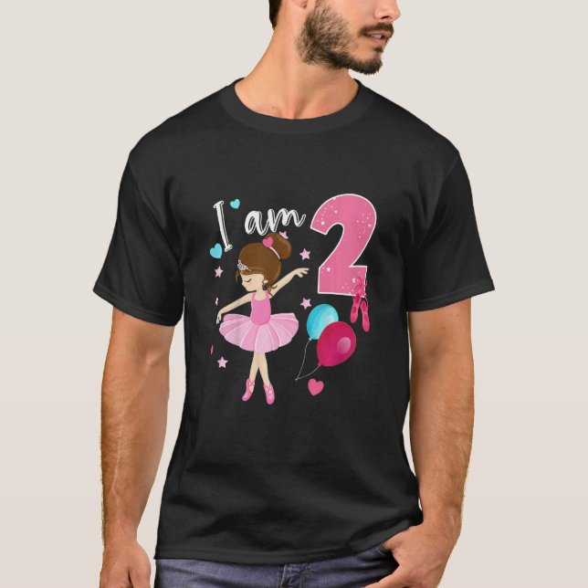 Camiseta Kids Girlu2019s segundo aniversário Ballerina de 2 (Frente)