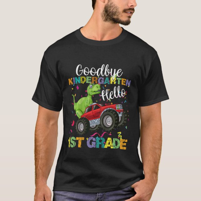 Camiseta Kids Goodbye Kindergarten Hello 1st Grade Dinosaur (Frente)