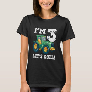 Camiseta Kids Green Fazenda Trator aniversário de 3 anos de