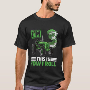 Camiseta Kids Green Fazenda Trator aniversário de 3 anos de
