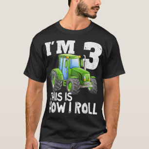 Camiseta Kids Green Fazenda Trator Party aniversário de 3 a