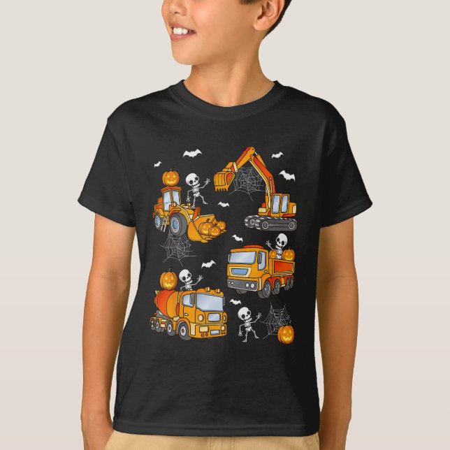 Camiseta Kids Halloween Construction Trucks Costume Toddler (Frente)
