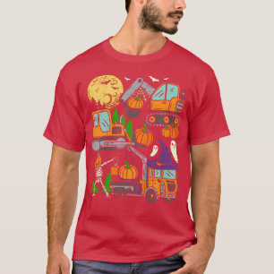 Camiseta Kids Halloween Crane Truck Construction Pumpkin To