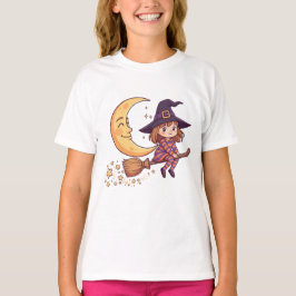 Camiseta Kids Halloween Little Witch Moon T-Shirt
