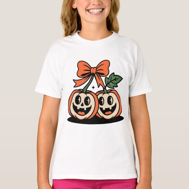 Camiseta Kids Halloween Pumpkin Duo (Frente)