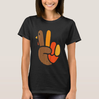 Camiseta Kids Hand Peace Sign Thanksgiving Day Cool Symbol 