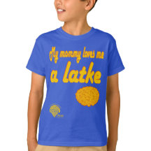 Kids' Hanukkah Shirt - "My mommy loves me a latke"