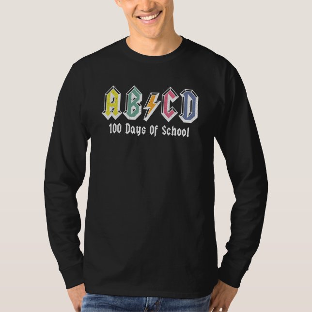 Camiseta Kids Happy 100 Days Of School Teacher ABCD Rock Gr (Frente)