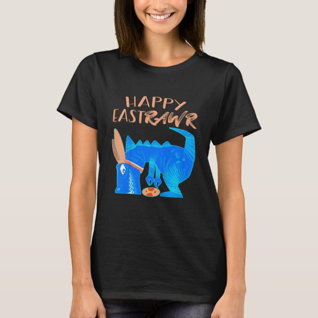 Camiseta Kids Happy Eastrawr Cute Trex Dinosaur Easter Bunn (Frente)