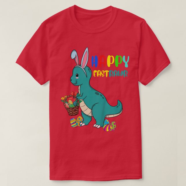 Camiseta Kids Happy Eastrawr Tre Easter Bunny Egg Funny Cut (Frente do Design)