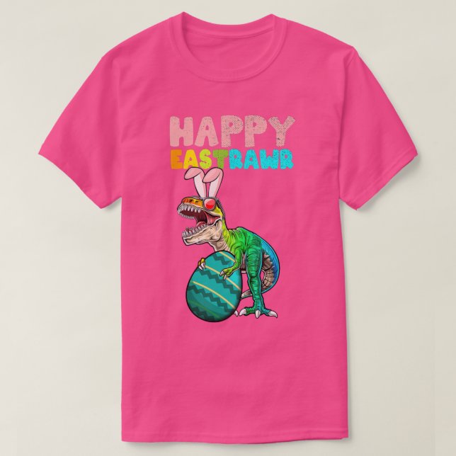 Camiseta Kids Happy Eastrawr Tre Easter Bunny Egg Funny Din (Frente do Design)