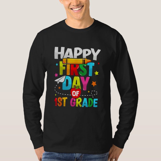 Camiseta Kids Happy First Day Of 1st First Grade Back To Sc (Frente)