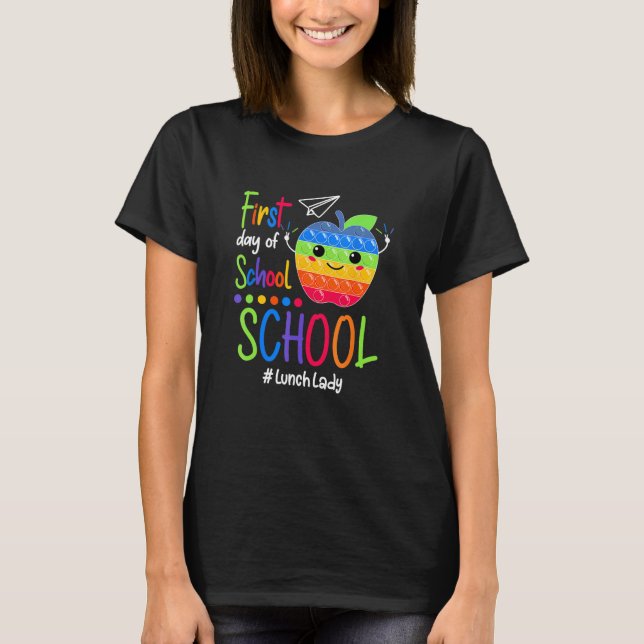Camiseta Kids Happy First Day Of School Lunch Lady Pop It (Frente)