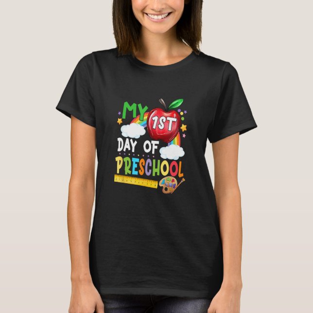 Camiseta Kids Happy My First Day Of Preschool Back To Schoo (Frente)