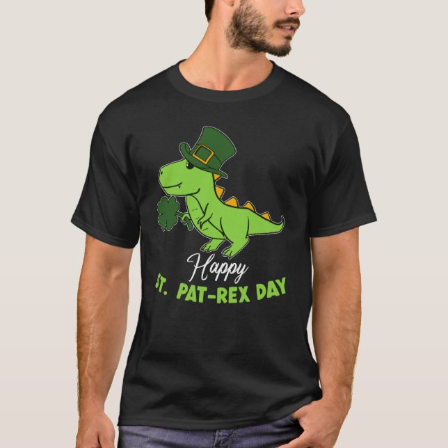 Camiseta Kids Happy St Pat Trex Day Dino St Patricks Day To (Frente)