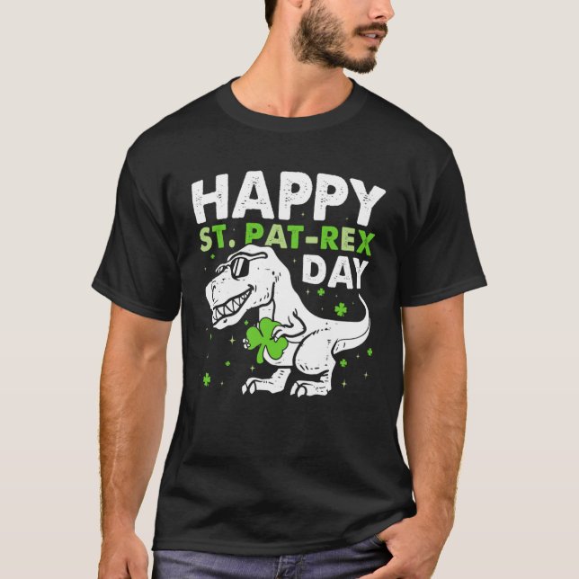 Camiseta Kids Happy St Pat Trex Day Dino St Patricks Day To (Frente)