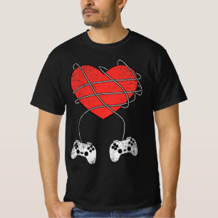 Camiseta Kids Heart Video game Controller Dia de os namorad