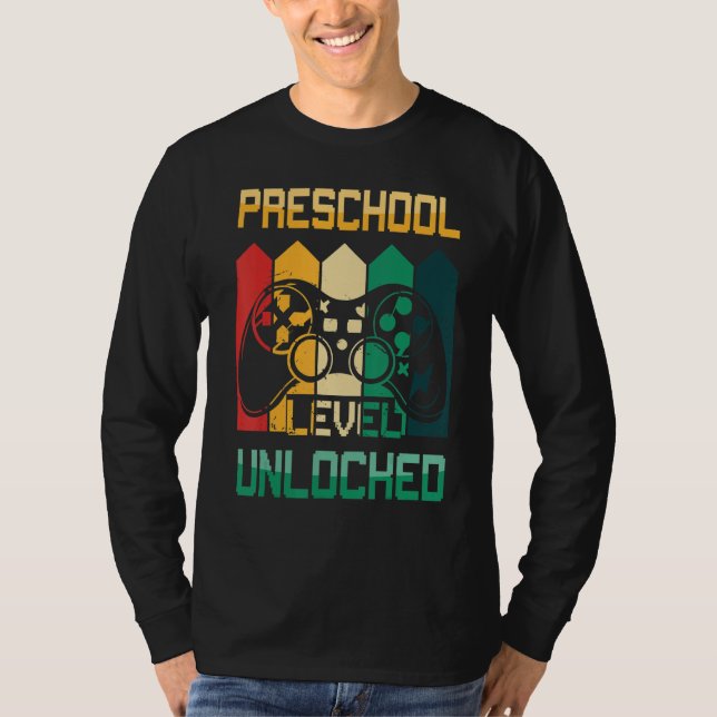 Camiseta Kids Hello Preschool Level Unlocked Gamer Back To  (Frente)