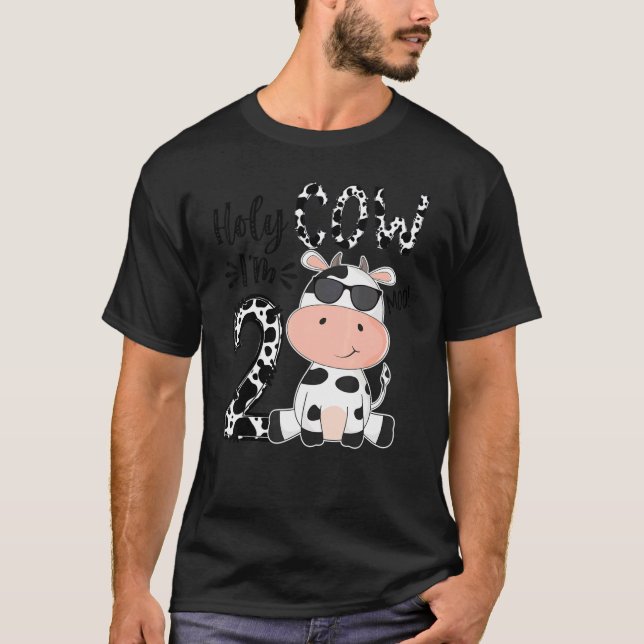 Camiseta Kids Holy Cow I'm 2 Birthday Boy 2nd Cow Farm Anim (Frente)