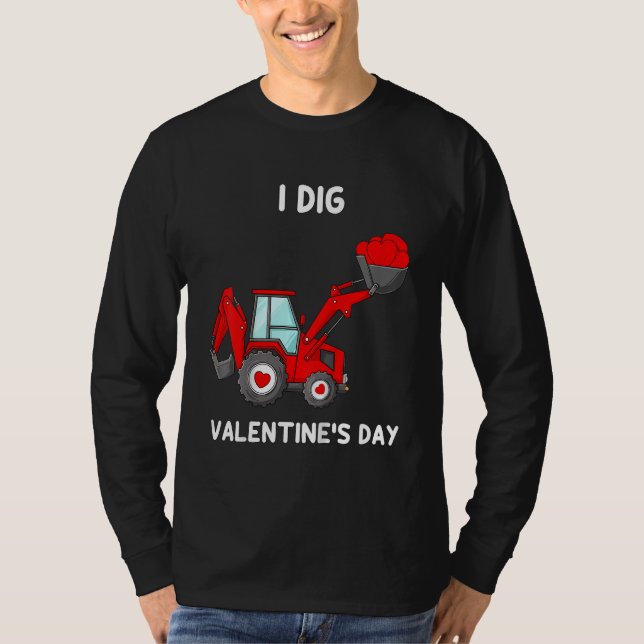 Camiseta Kids I Dig Valentines Day Hearts Tractor Funny Tod (Frente)
