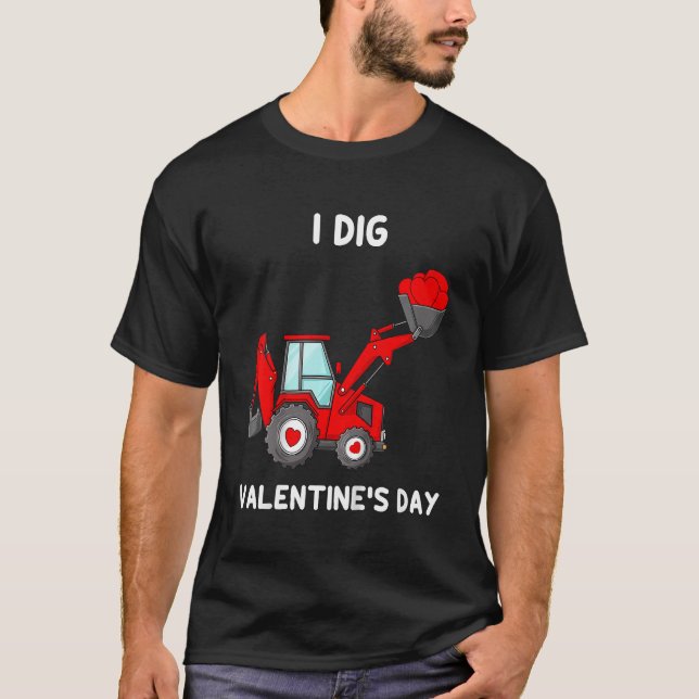 Camiseta Kids I Dig Valentines Day Hearts Tractor Funny Tod (Frente)