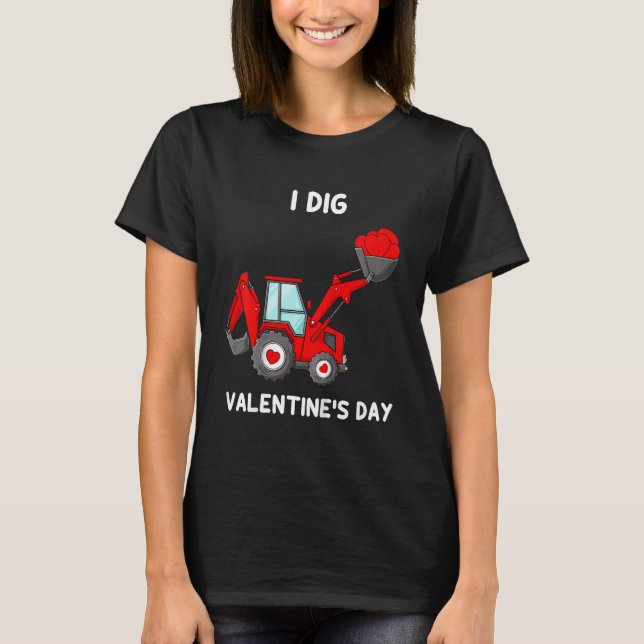 Camiseta Kids I Dig Valentines Day Hearts Tractor Funny Tod (Frente)