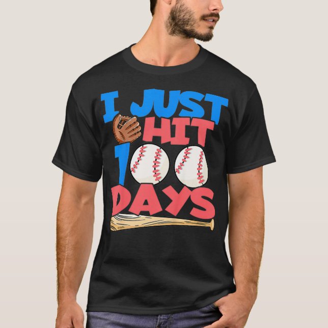 Camiseta Kids I just hit 100 Days  100 Day of School Baseba (Frente)