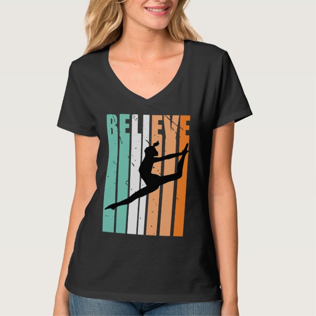 Camiseta Kids I Love Dance Team Believe Dancer Dancing Retr (Frente)