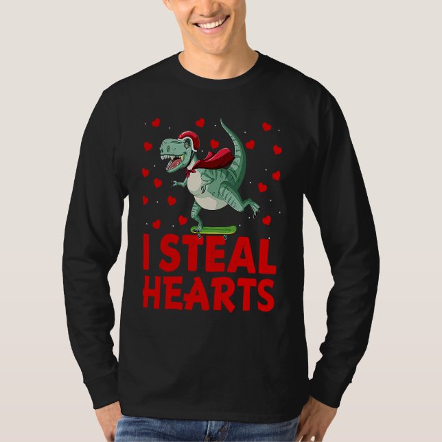 Camiseta Kids I Steal Hearts Dinosaur Valentines Day For Ba (Frente)