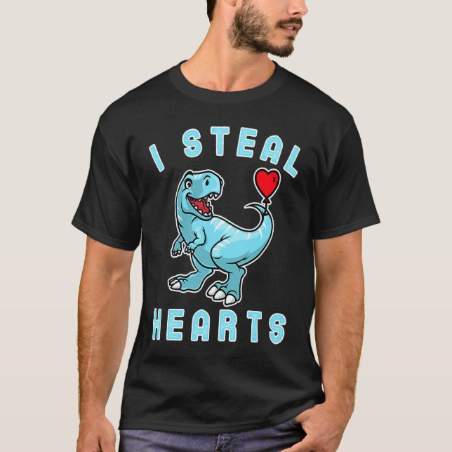 Camiseta Kids I Steal Hearts Trex Dino Cute Baby Boy Valent (Frente)