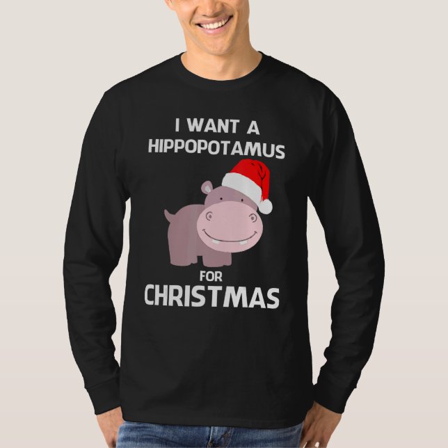 Camiseta Kids I Want A Hippopotamus For Christmas Hippo Xma (Frente)