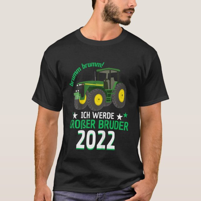 Camiseta Kids Ich Werde Große Bruder 2022 Trator Digger Ba (Frente)