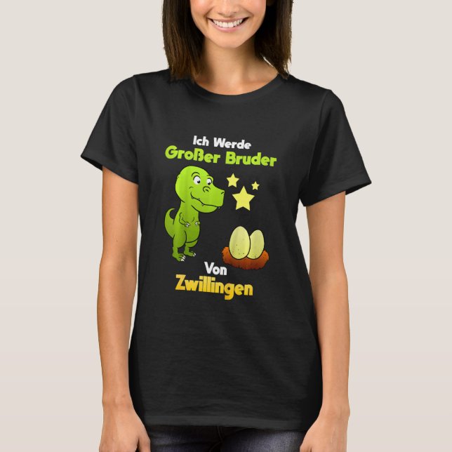 Camiseta Kids Ich Werde Große Bruder Von Zwillingen Dinos G (Frente)
