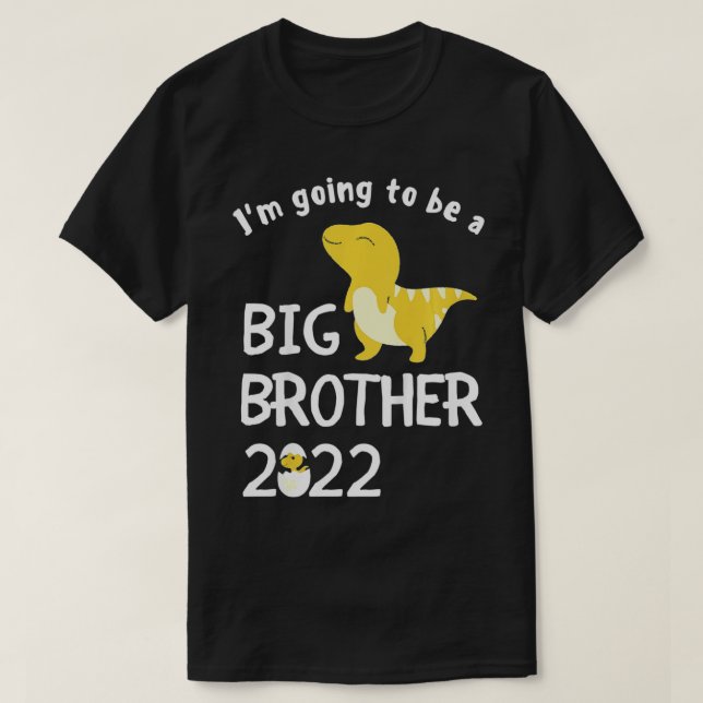 Camiseta Kids I'm Going To Be A Big Brother 2022 Dinosaur P (Frente do Design)