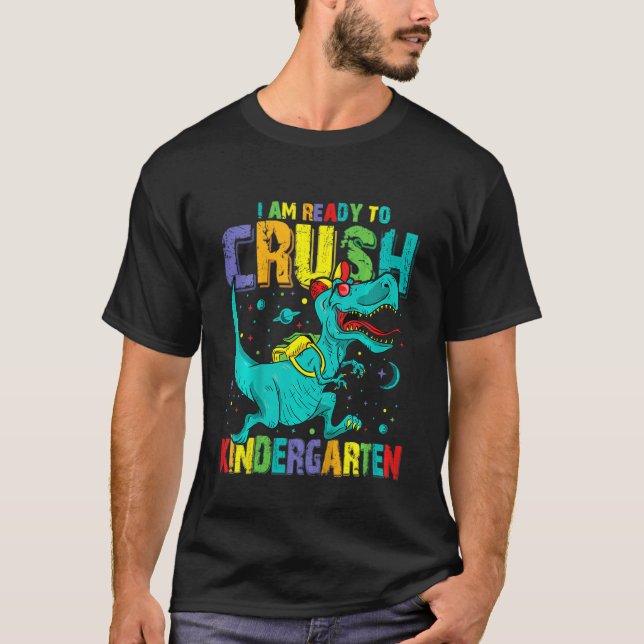 Camiseta Kids I'm Ready To Crush Kindergarten Dinosaur Back (Frente)