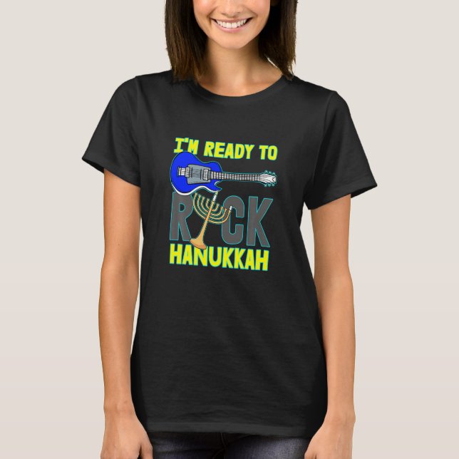 Camiseta Kids Im Ready To Rock Hanukkah Guitar Music Instru (Frente)