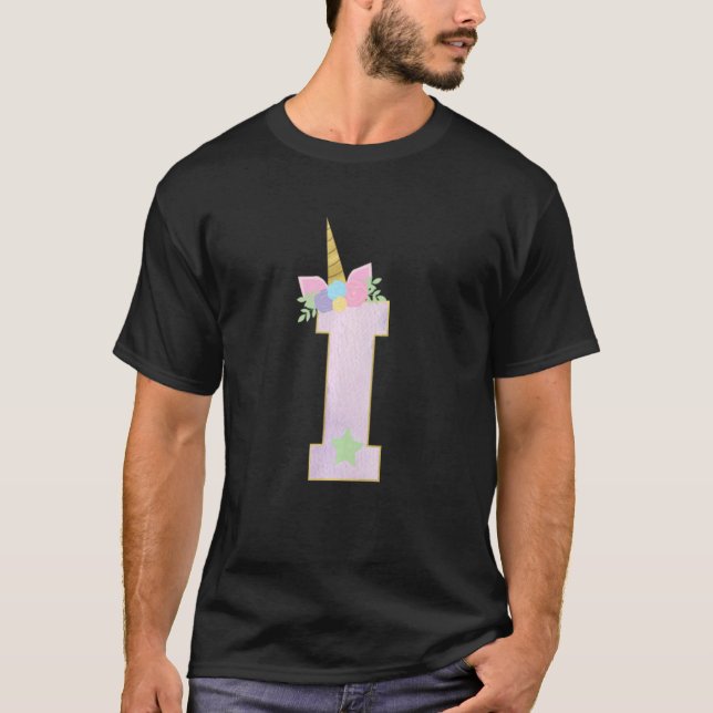 Camiseta Kids Initial I Unicorn Monogram For Girls Unicorn  (Frente)
