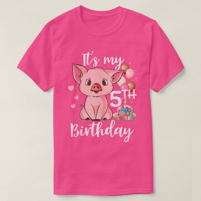 Camiseta Kids It's My 5th Birthday - Cute Pigs Lovers Gift  (Frente do Design)