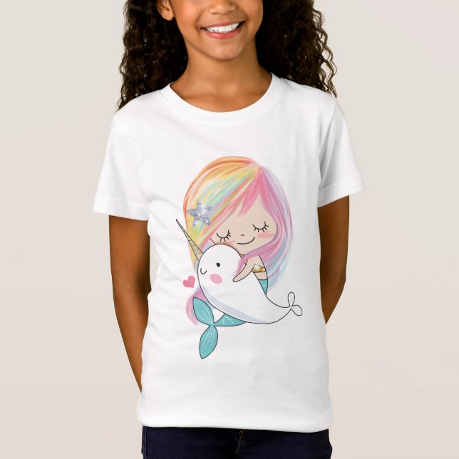 Camiseta Kids Kawaii Sereia Narwhirt (Frente)