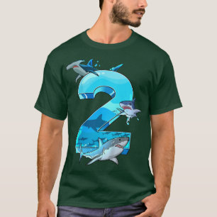 Camiseta Kids Kids 2nd Birthday 2 Years Old Shark Boys Sea